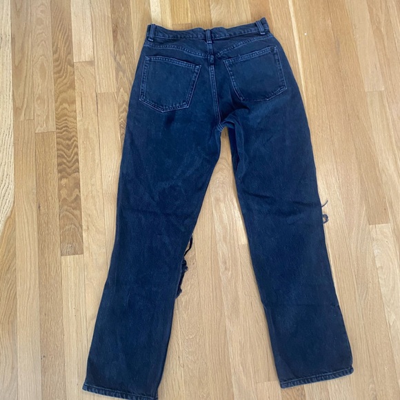 Reformation Cynthia High Rise Straight Jeans Black Ripped Size 27 - Picture 13 of 14